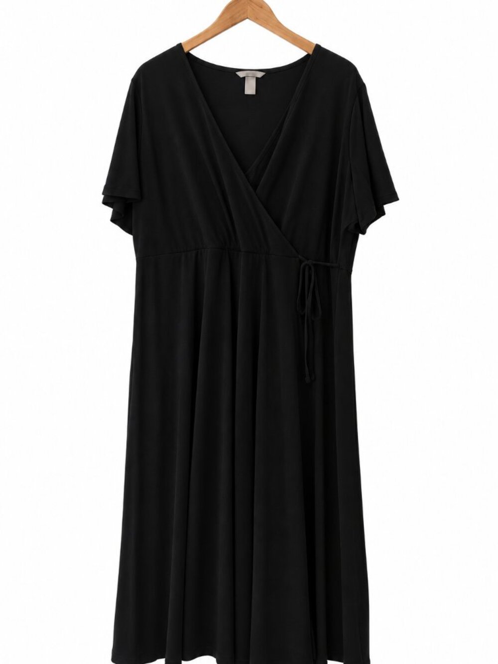 H&M Black Wrap-Style Midi Dress | XXL